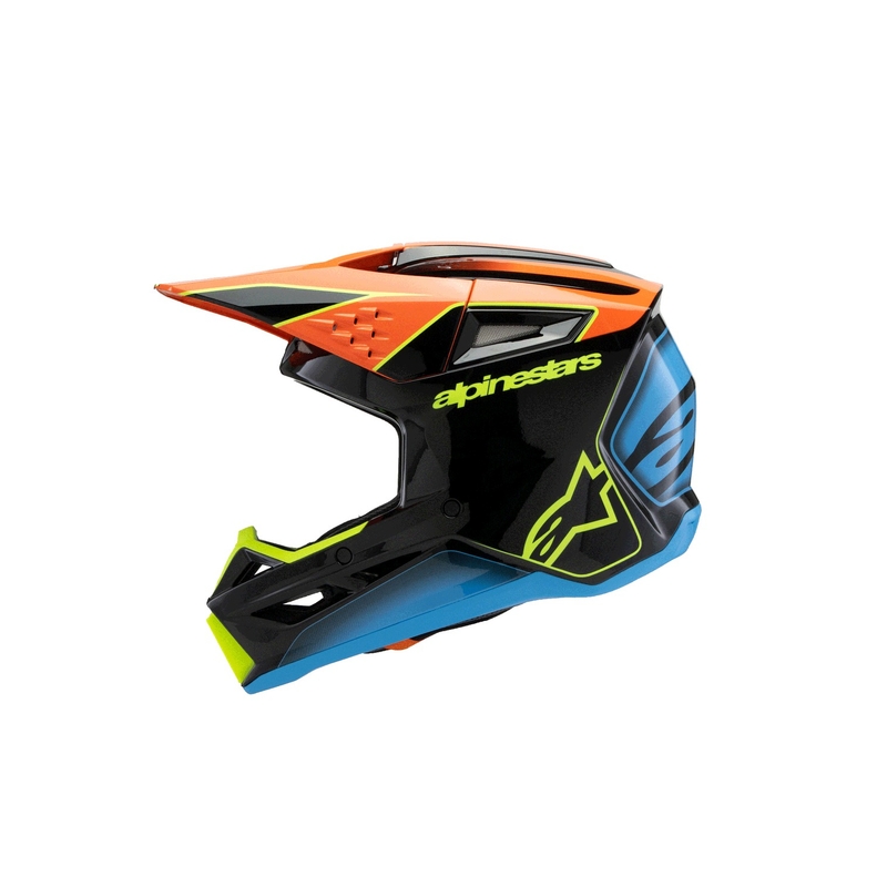 Laste motokrossikiiver Alpinestars S-M3 FRAY must-fluororanž-fluorokollane-türkiissinine
