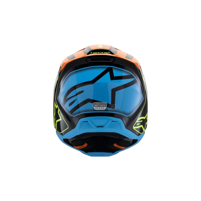 Laste motokrossikiiver Alpinestars S-M3 FRAY must-fluororanž-fluorokollane-türkiissinine