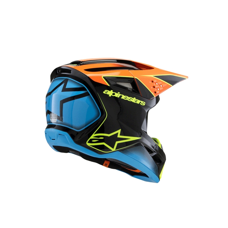 Laste motokrossikiiver Alpinestars S-M3 FRAY must-fluororanž-fluorokollane-türkiissinine