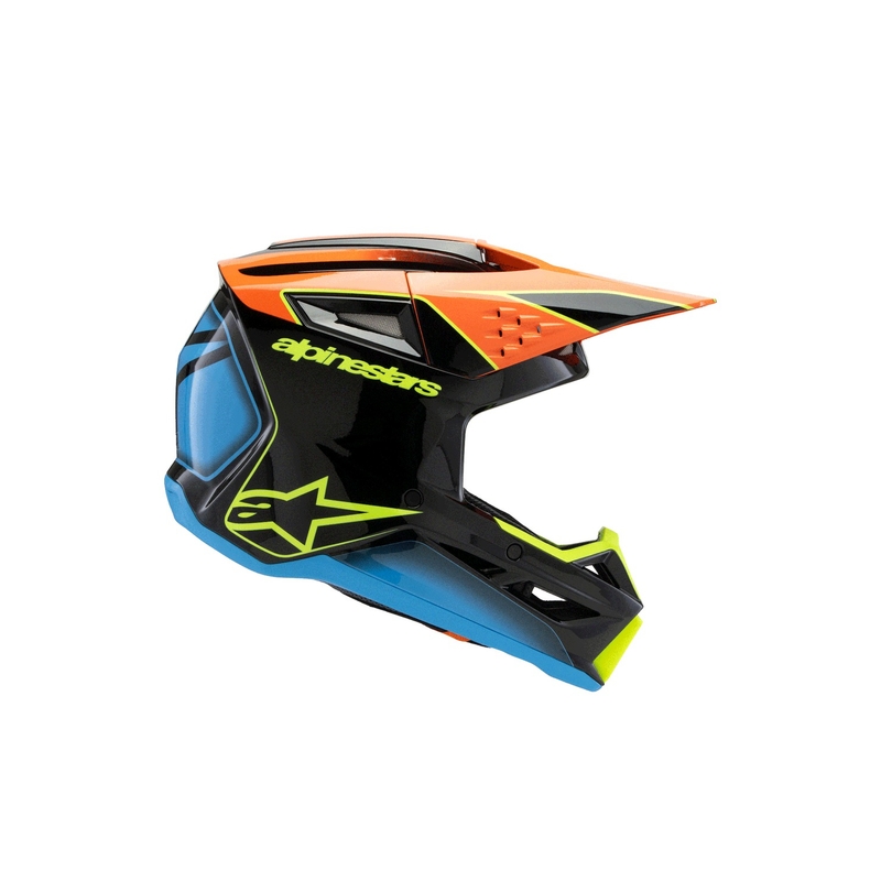 Laste motokrossikiiver Alpinestars S-M3 FRAY must-fluororanž-fluorokollane-türkiissinine