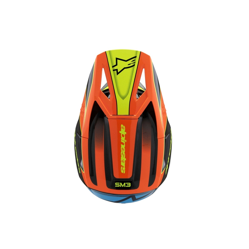 Laste motokrossikiiver Alpinestars S-M3 FRAY must-fluororanž-fluorokollane-türkiissinine