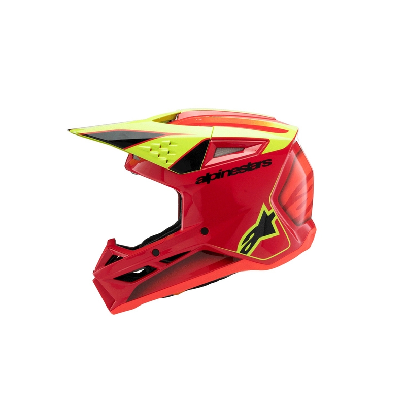 Laste motokrossikiiver Alpinestars S-M3 FRAY punane-fluo kollane-must