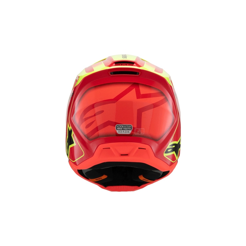 Laste motokrossikiiver Alpinestars S-M3 FRAY punane-fluo kollane-must