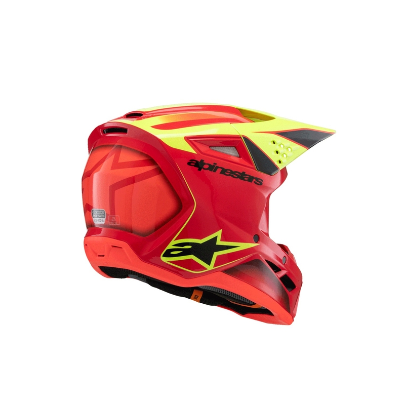Laste motokrossikiiver Alpinestars S-M3 FRAY punane-fluo kollane-must
