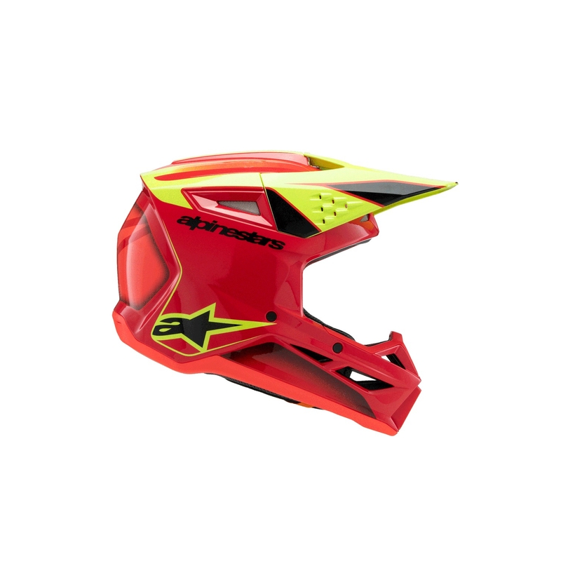 Laste motokrossikiiver Alpinestars S-M3 FRAY punane-fluo kollane-must
