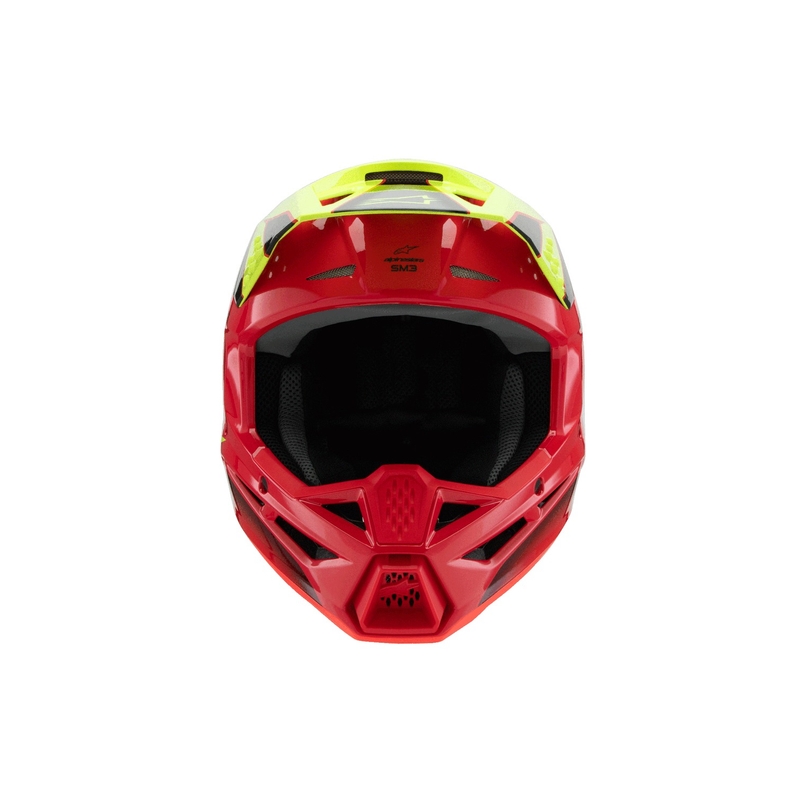 Laste motokrossikiiver Alpinestars S-M3 FRAY punane-fluo kollane-must