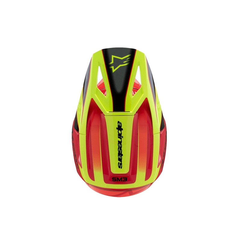 Laste motokrossikiiver Alpinestars S-M3 FRAY punane-fluo kollane-must