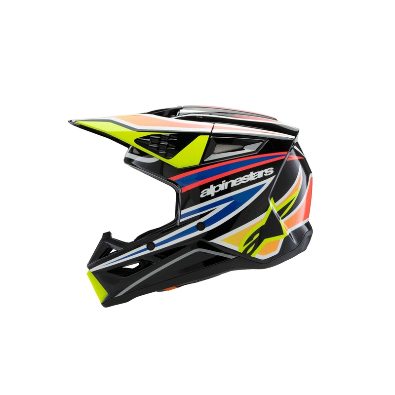 Alpinestars S-M3 WURX laste motokrossikiiver must-fluo kollane-sinine-punane