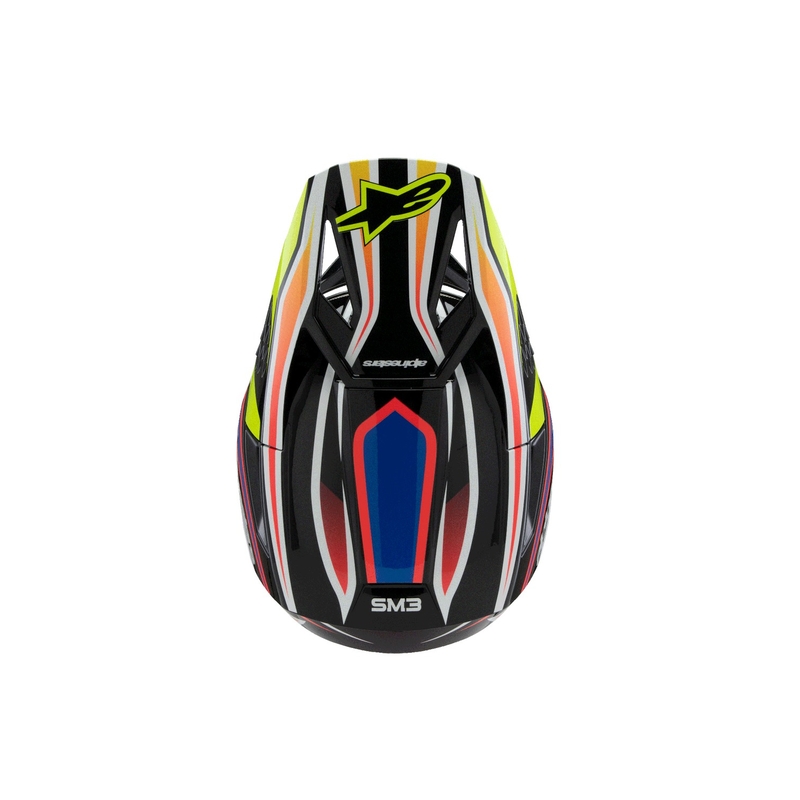 Alpinestars S-M3 WURX laste motokrossikiiver must-fluo kollane-sinine-punane