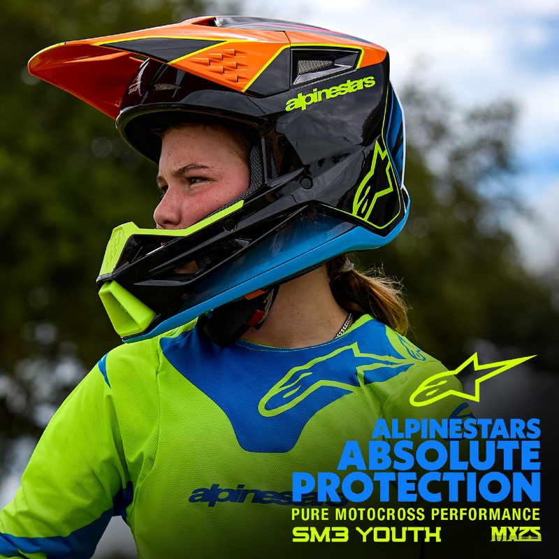 Alpinestars S-M3 Solid Black Matte Kids Motokross kiiver