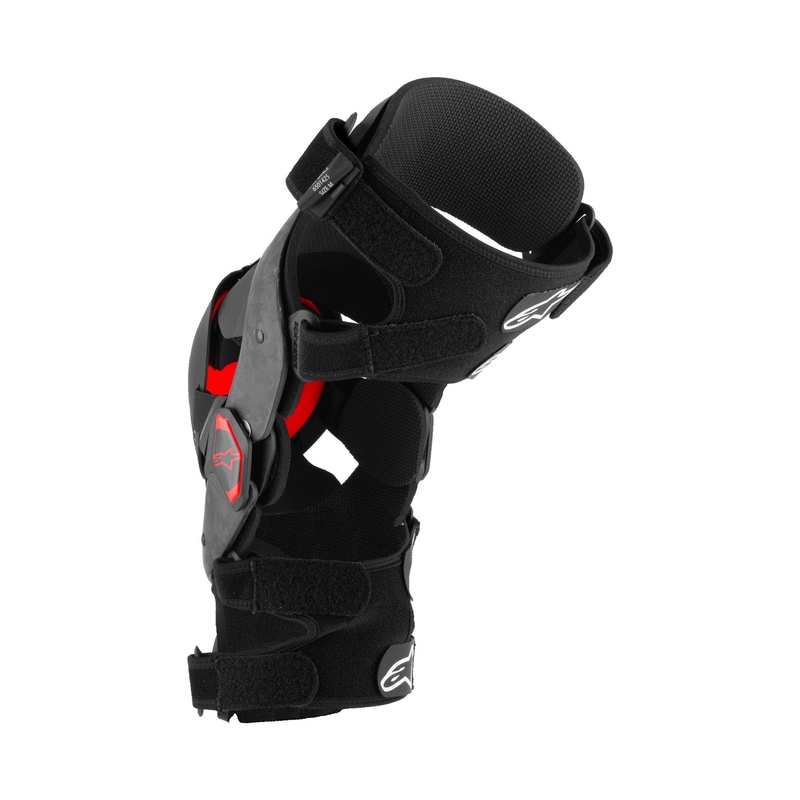 Alpinestars Supertech RK-10 Plasma mustad ja punased põlvekaitsmed