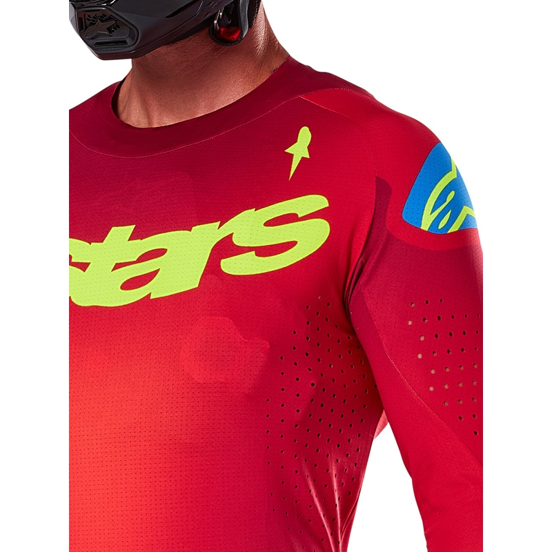 Motokrosový dres Alpinestars Supertech Maker červeno-fluo žlutý