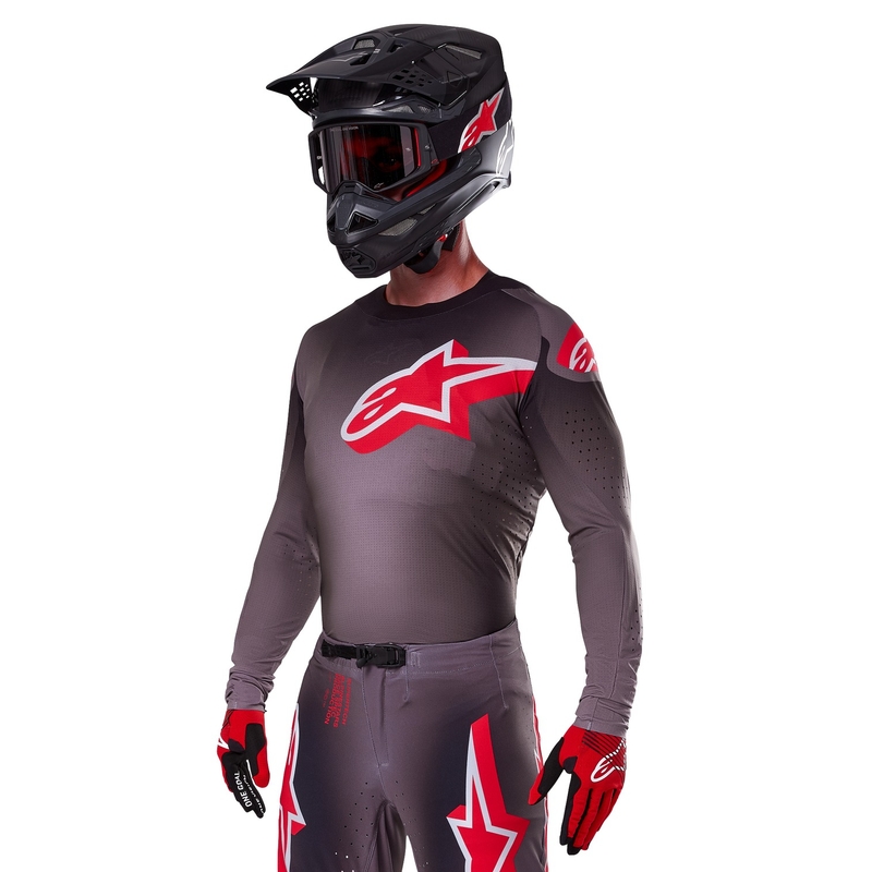Motokrosový dres Alpinestars Supertech Lipan kouřovo-červený