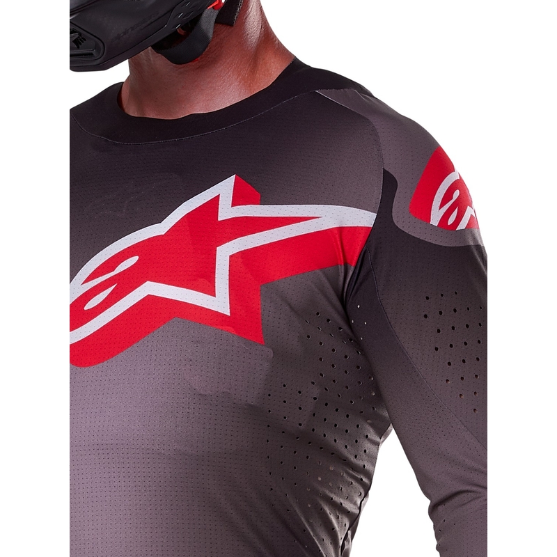 Motokrosový dres Alpinestars Supertech Lipan kouřovo-červený