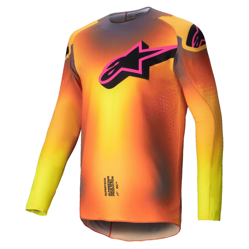Motokrossitrikoo Alpinestars Supertech Lipan kollane-roosa