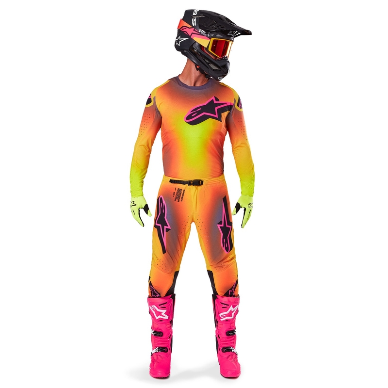 Motokrossitrikoo Alpinestars Supertech Lipan kollane-roosa