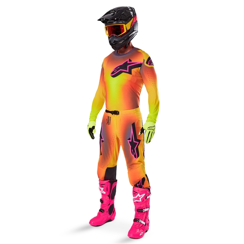 Motokrossitrikoo Alpinestars Supertech Lipan kollane-roosa