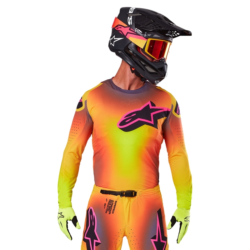 Motokrossitrikoo Alpinestars Supertech Lipan kollane-roosa
