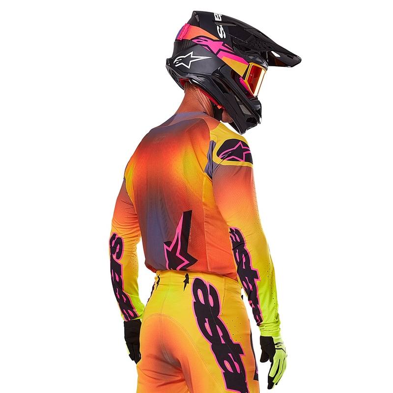 Motokrossitrikoo Alpinestars Supertech Lipan kollane-roosa