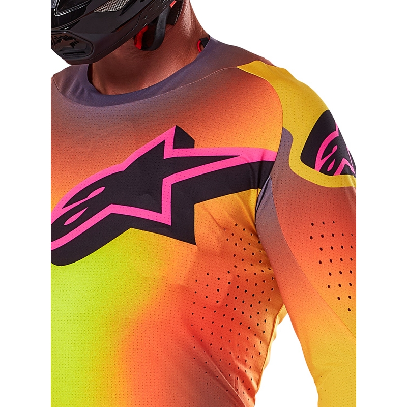 Motokrossitrikoo Alpinestars Supertech Lipan kollane-roosa