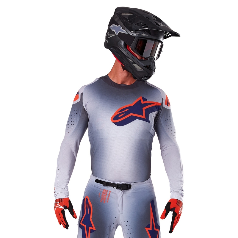 Motokrosový dres Alpinestars Supertech Lipan šedo-fluo oranžový