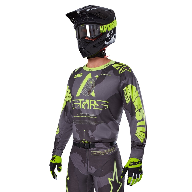 Alpinestars Racer Hollow tume camo-fluo kollane motokrossitrikoo