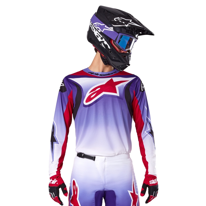 Alpinestars Fluid Wurx fluo lilla-punane motokrossitrikoo