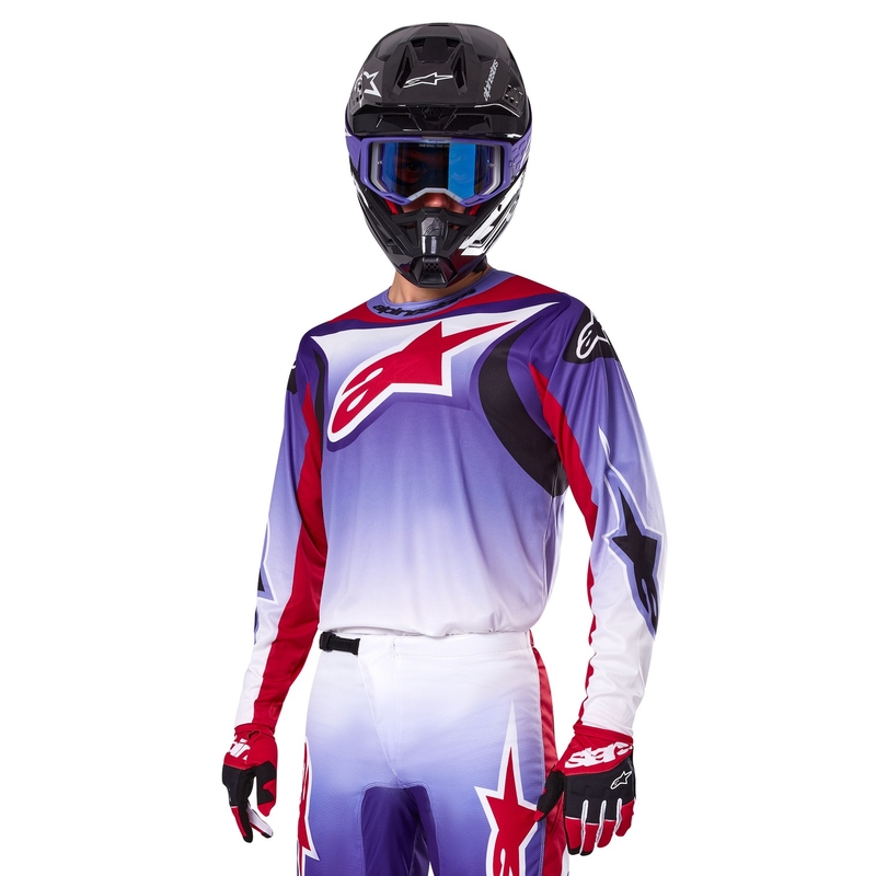 Alpinestars Fluid Wurx fluo lilla-punane motokrossitrikoo