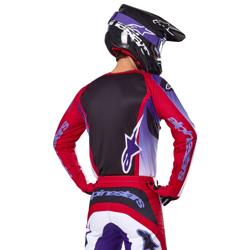 Alpinestars Fluid Wurx fluo lilla-punane motokrossitrikoo