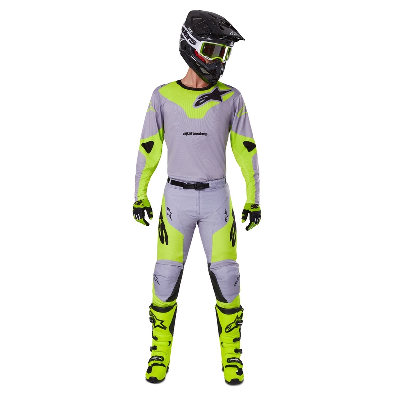 Alpinestars Racer Veil motokrossipüksid hallikas-fluo kollased