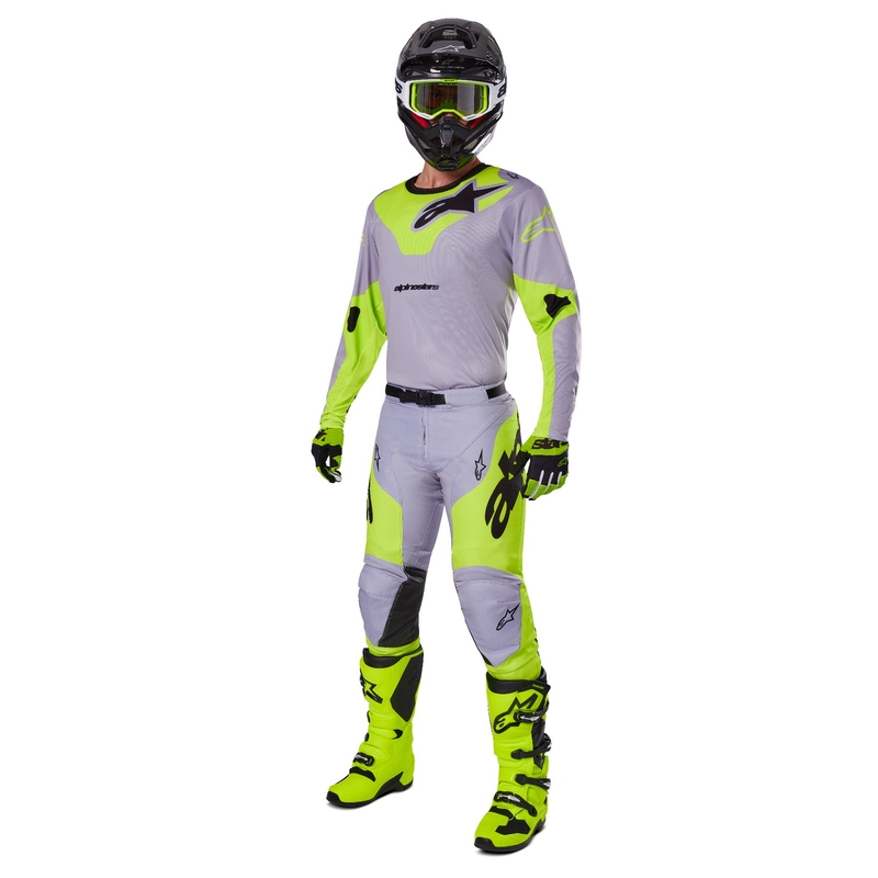 Alpinestars Racer Veil motokrossipüksid hallikas-fluo kollased