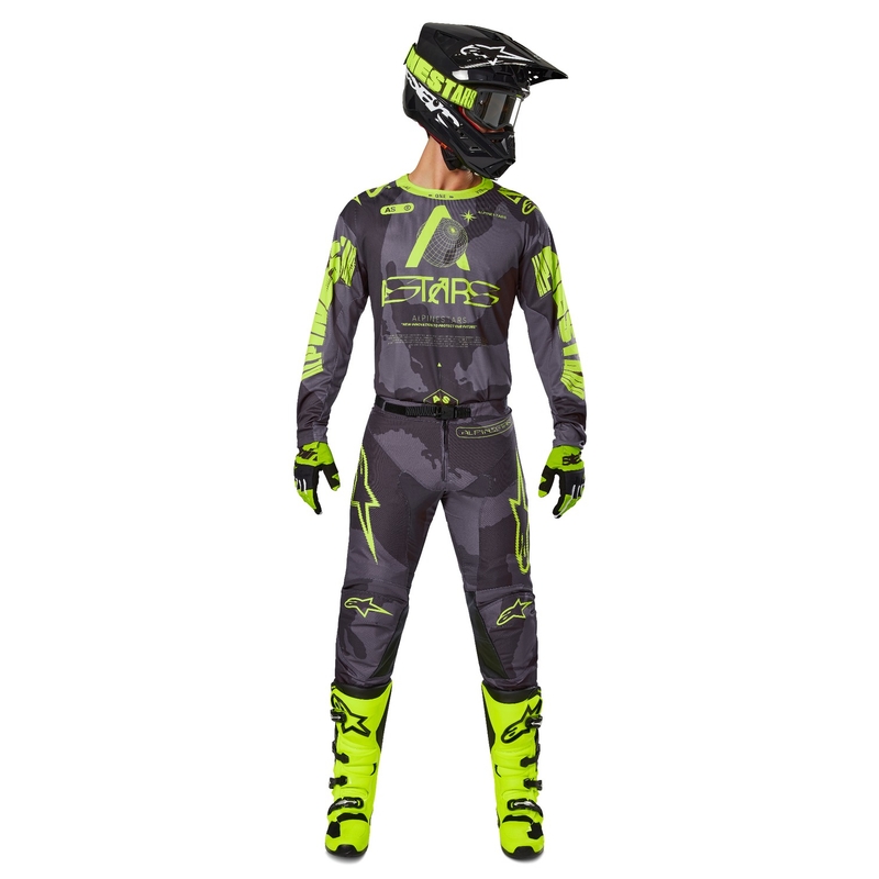 Alpinestars Racer Hollow motokrossipüksid tumedad camo-fluo kollased