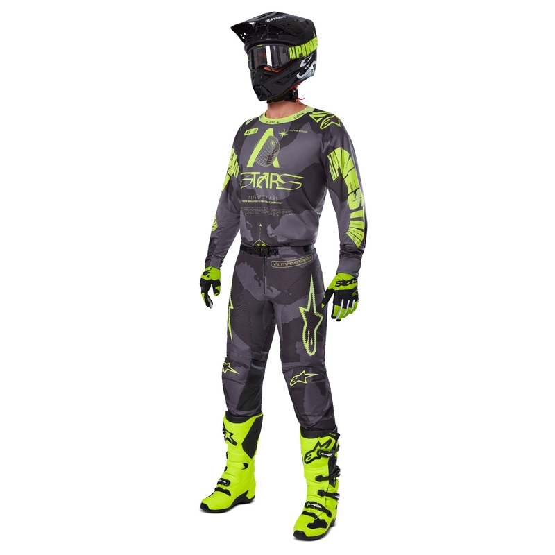 Alpinestars Racer Hollow motokrossipüksid tumedad camo-fluo kollased