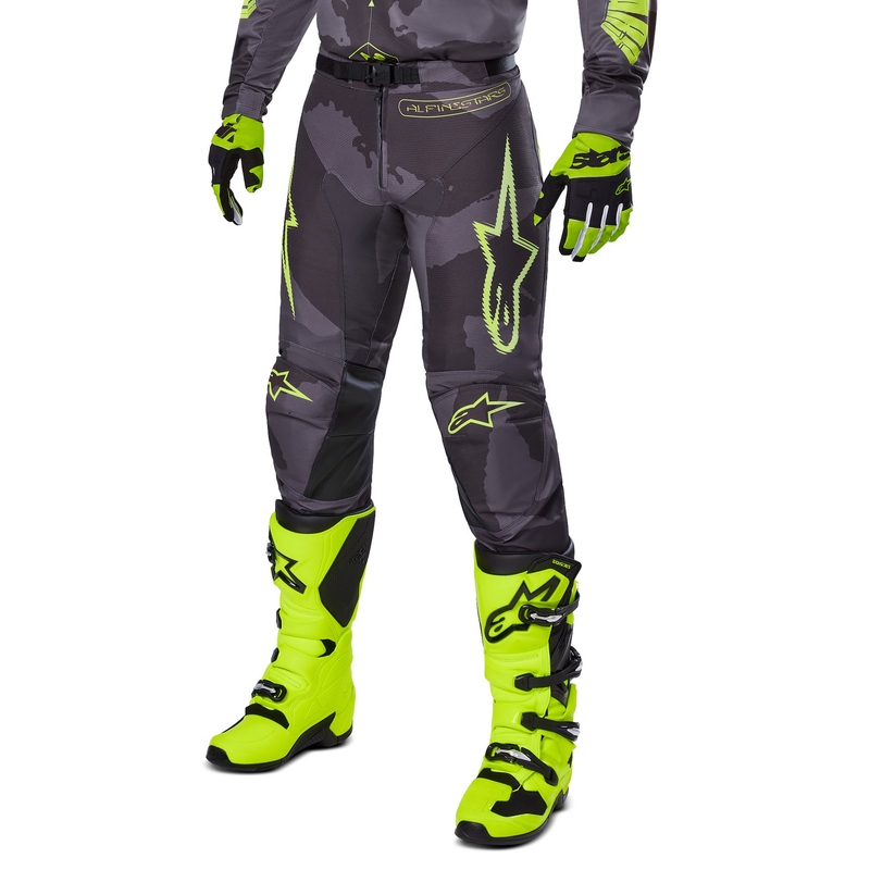 Alpinestars Racer Hollow motokrossipüksid tumedad camo-fluo kollased