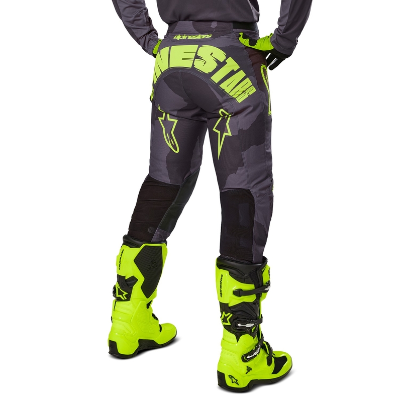 Alpinestars Racer Hollow motokrossipüksid tumedad camo-fluo kollased