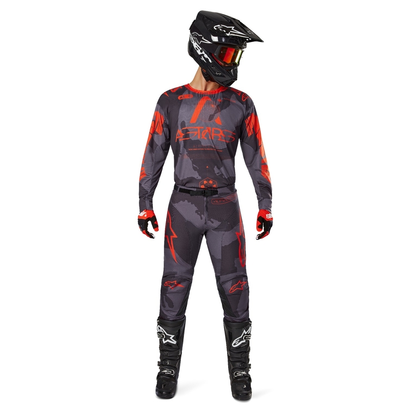 Alpinestars Racer Hollow motokrossipüksid hallid kamo-fluo oranžid