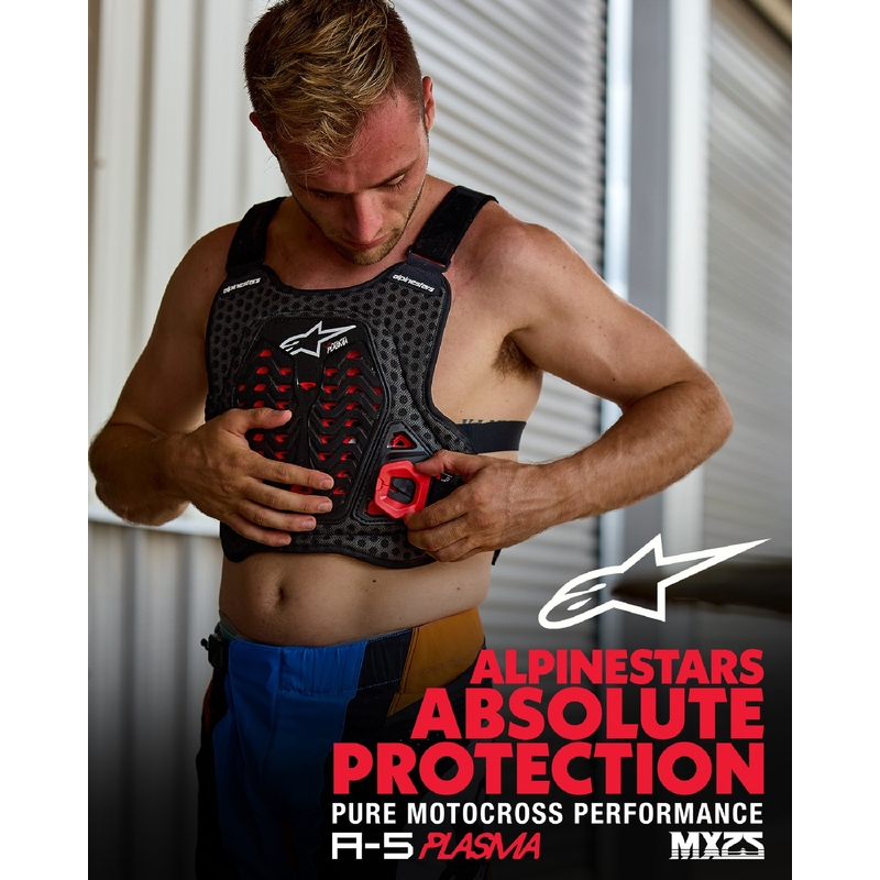 Alpinestars A-5 Plasma must-punase-valge rinnakaitse