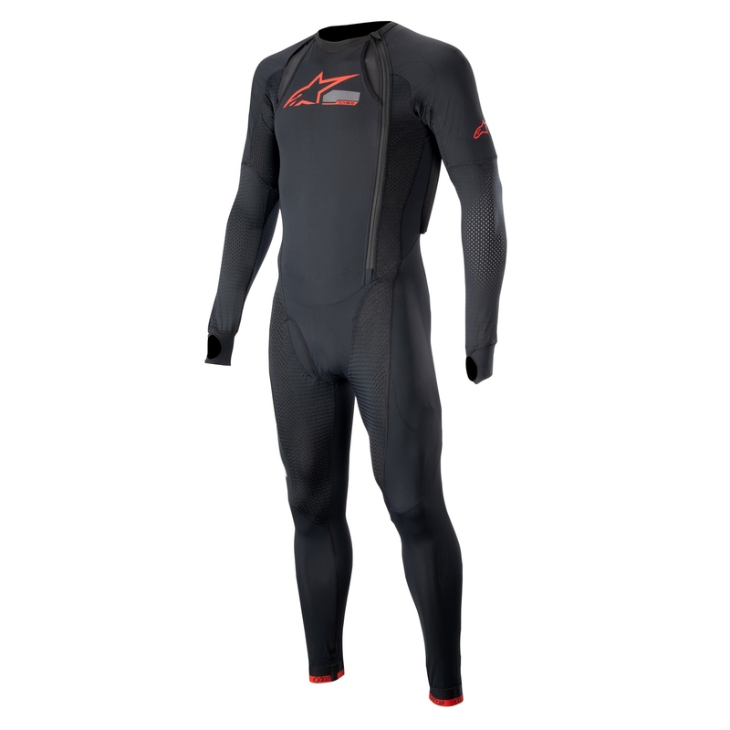 Alpinestars TECH-AIR®10 turvavesti pikkade jalgadega must-punahall pealmine kiht