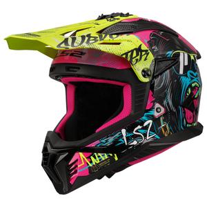 Motokrossi kiiver LS2 MX708 Fast II Gorilla lilla-kollane