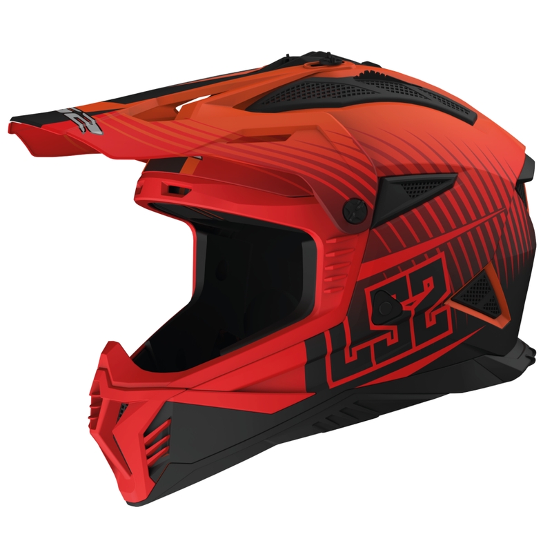 Motokrossikiiver LS2 MX708 Fast II Duck oranž-punane