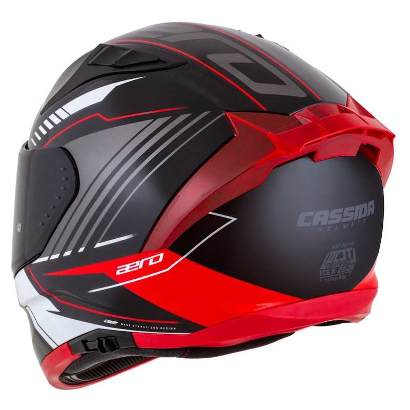 Cassida Aero Drome must-punase-valge-hall integraalne mootorratta kiiver