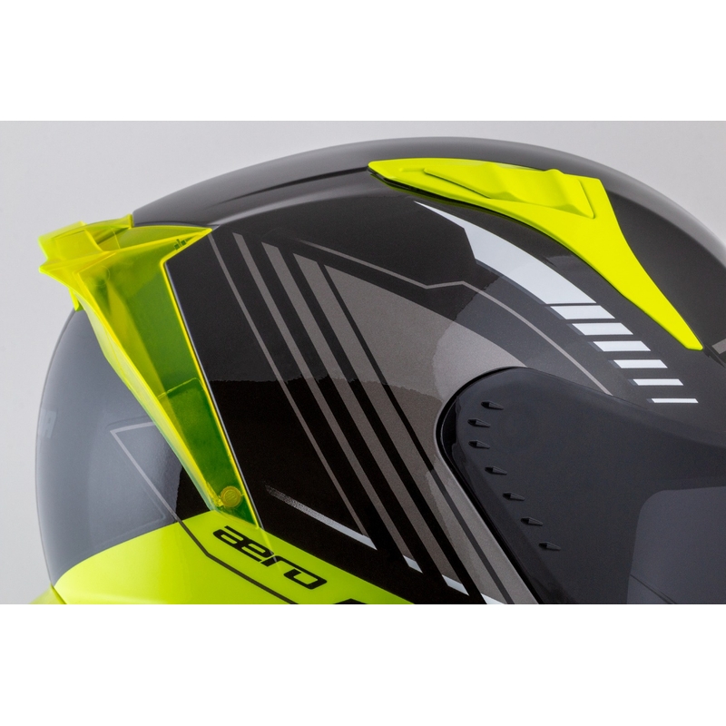Cassida Aero Drome must-fluo-kollane-valge-hall integreeritud mootorratta kiiver