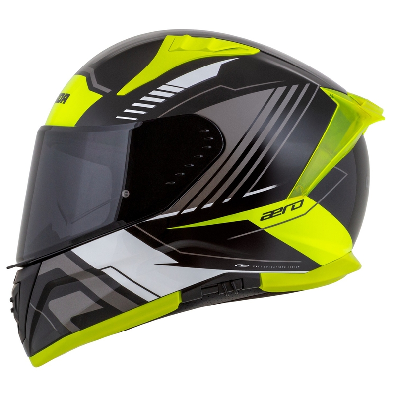 Cassida Aero Drome must-fluo-kollane-valge-hall integreeritud mootorratta kiiver