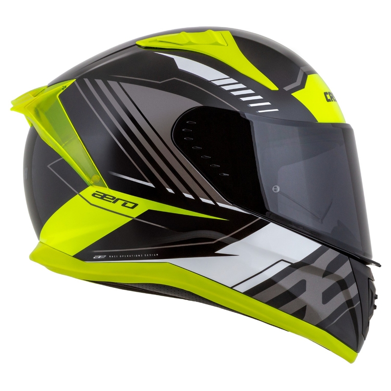 Cassida Aero Drome must-fluo-kollane-valge-hall integreeritud mootorratta kiiver