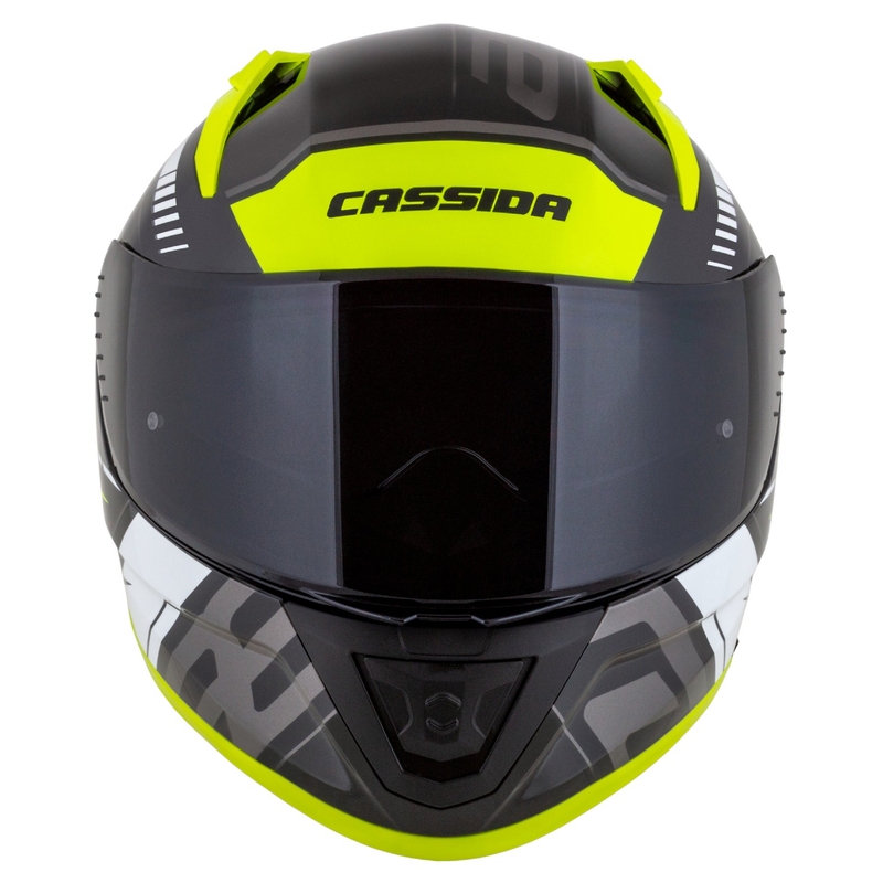 Cassida Aero Drome must-fluo-kollane-valge-hall integreeritud mootorratta kiiver