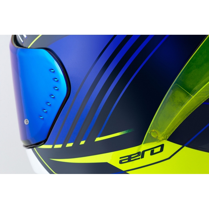Cassida Aero Drome sini-fluo-kollane-helesinine-valge integreeritud mootorratta kiiver