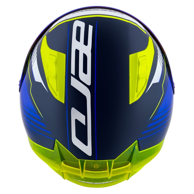 Cassida Aero Drome sini-fluo-kollane-helesinine-valge integreeritud mootorratta kiiver