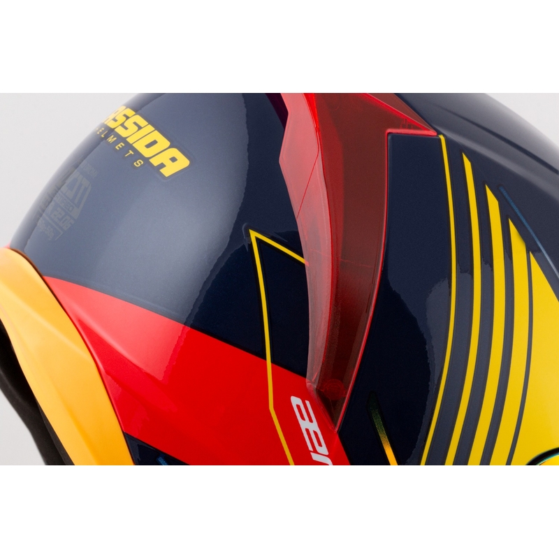 Cassida Aero Drome integreeritud mootorratta kiiver sini-fluo kollane-oranž-punane-valgev sinine-valge