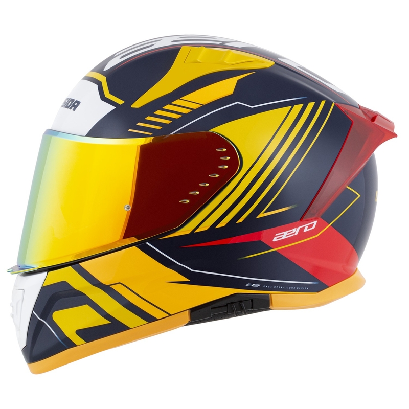 Cassida Aero Drome integreeritud mootorratta kiiver sini-fluo kollane-oranž-punane-valgev sinine-valge