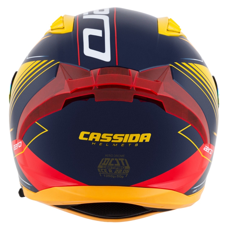 Cassida Aero Drome integreeritud mootorratta kiiver sini-fluo kollane-oranž-punane-valgev sinine-valge